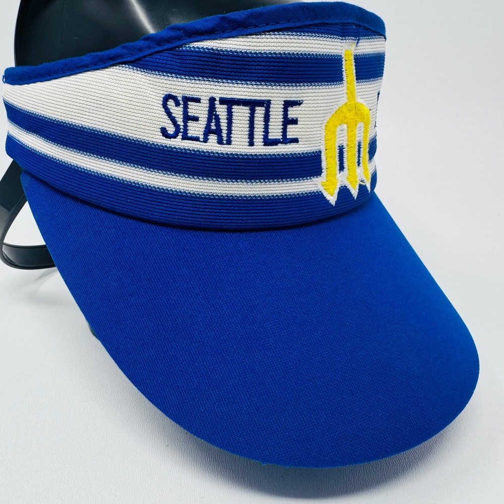 VTG Seattle Mariners Visor Blue White Striped Embroidered‎ Adjustable TWINS S M - Picture 6 of 10